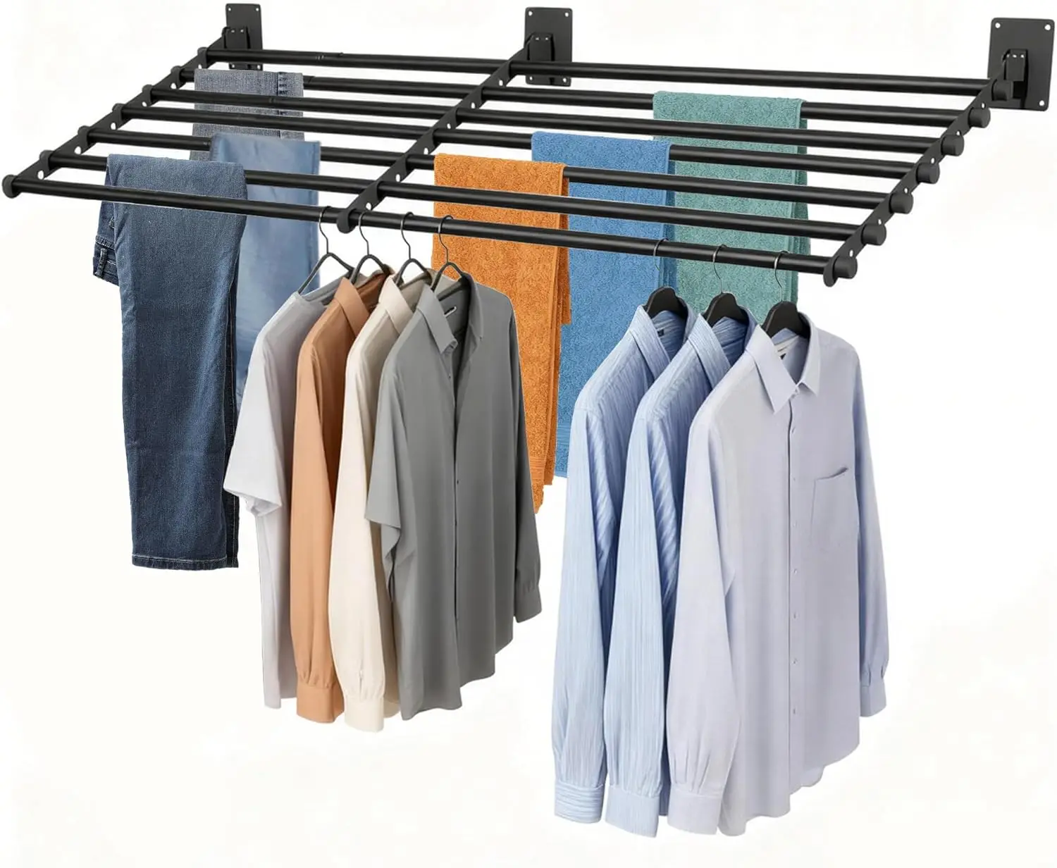 

Wall Mounted Drying Rack, 57 Inches Wall Laundry Drying Rack Collapsible Indoor Clothes Drying Rack for Hanging Clothes