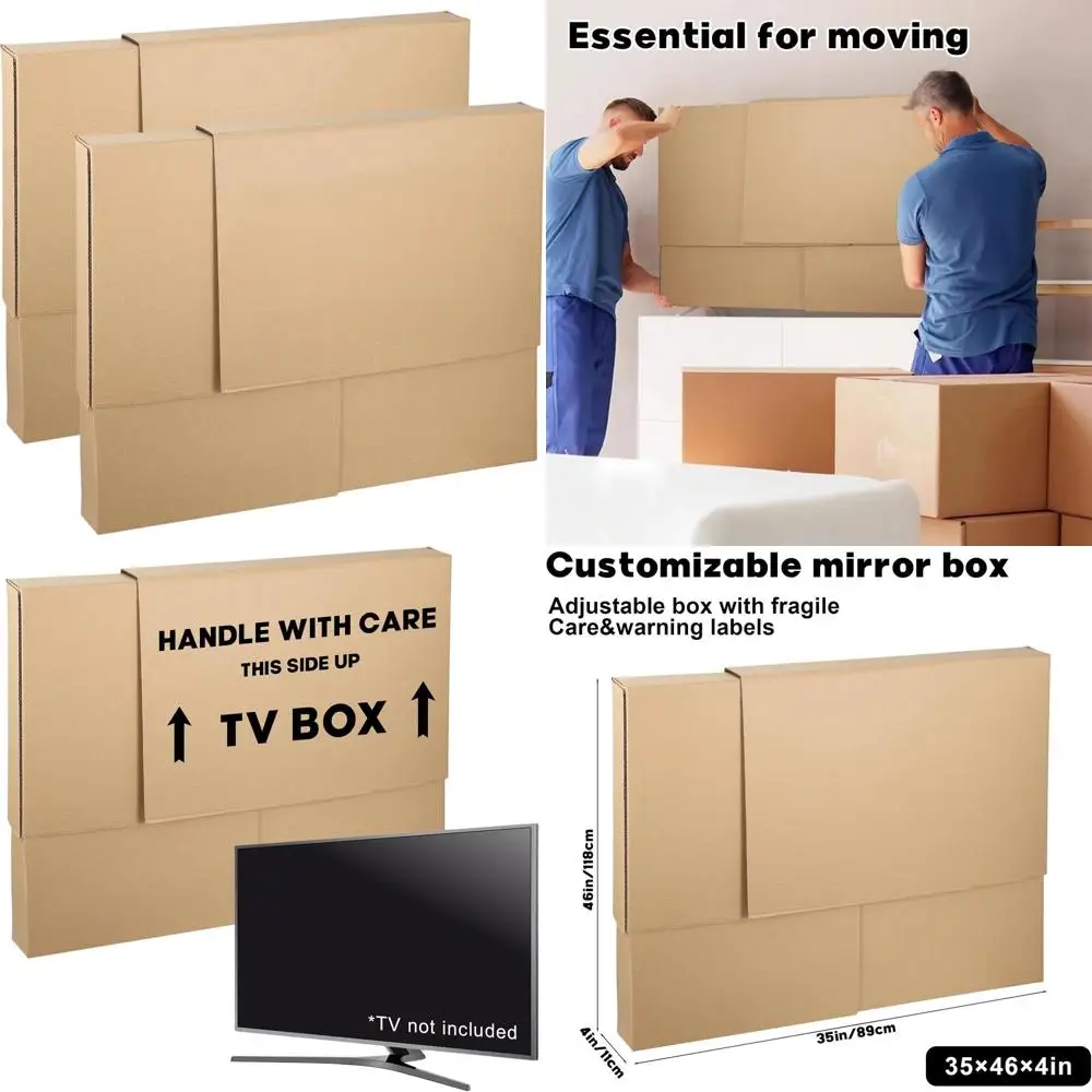 

Adjustable TV Moving Boxes for 62 Screens, Protective Cases for Artwork and Mirrors