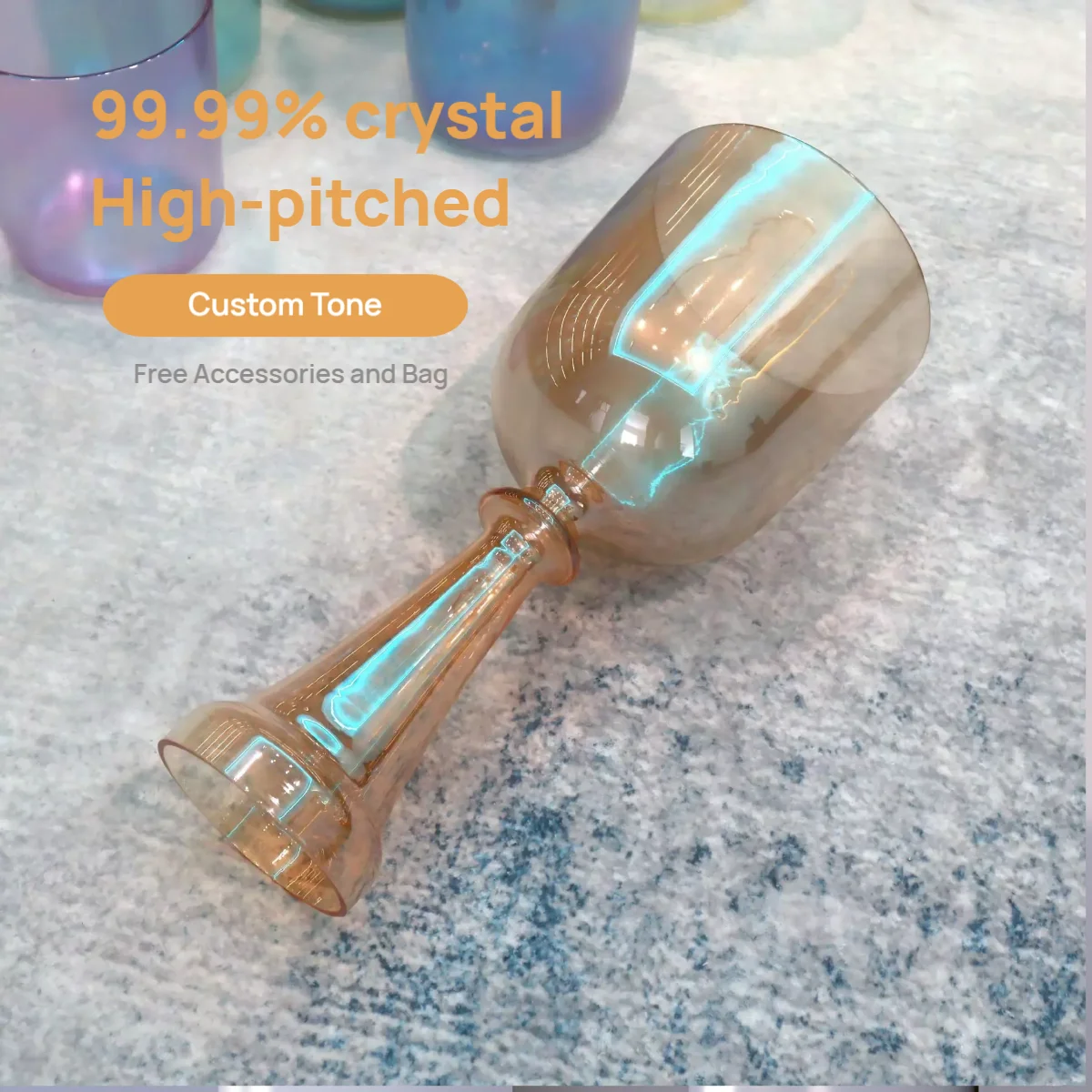 

Champagne-Colored Crystal Holy Grail Stress-Relieving Percussion Instrument Yoga Healing Meditation Crystal Singing Bowl