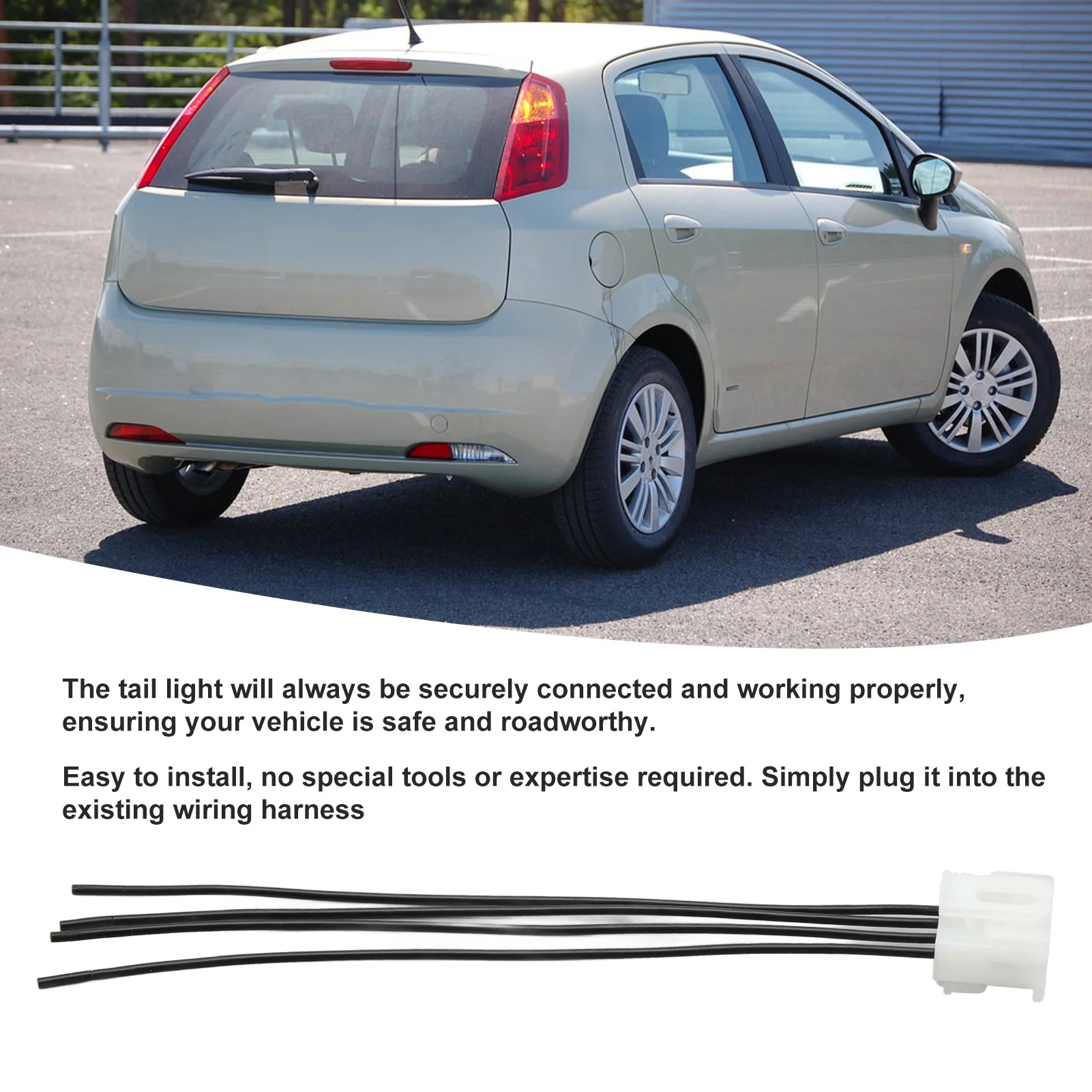 Rear Tail Light Wire Plug 4Pin Rear Tail Light Wire Harness Connector Plug Replacement for  Grande Punto 2006‑2012