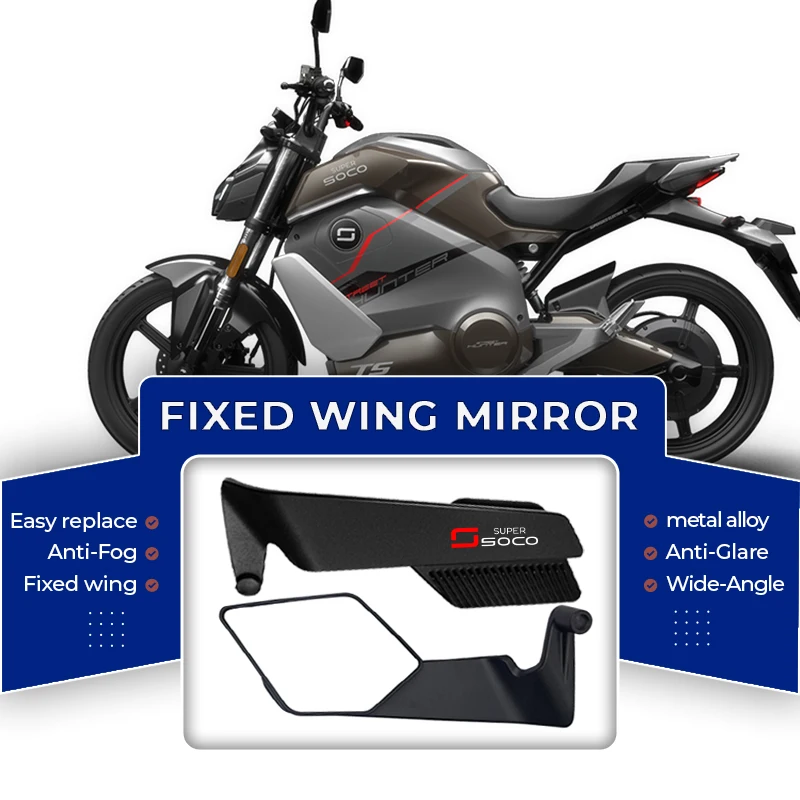 

A Pair 360° Adjustable Rearview Mirror Anti-glare Alloy Wind Wing For SUPER SOCO CPx CU TC 50 MAX TS TSX 1500 Convex Mirror