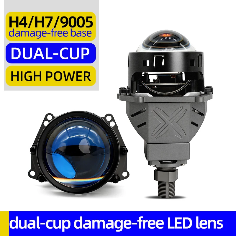 3.0-inch Dual LED Projector Lens 6000K 4000K Suitable for H4 H7 9005 9006 High and Low Light Car Headlight Universal Kit Modific