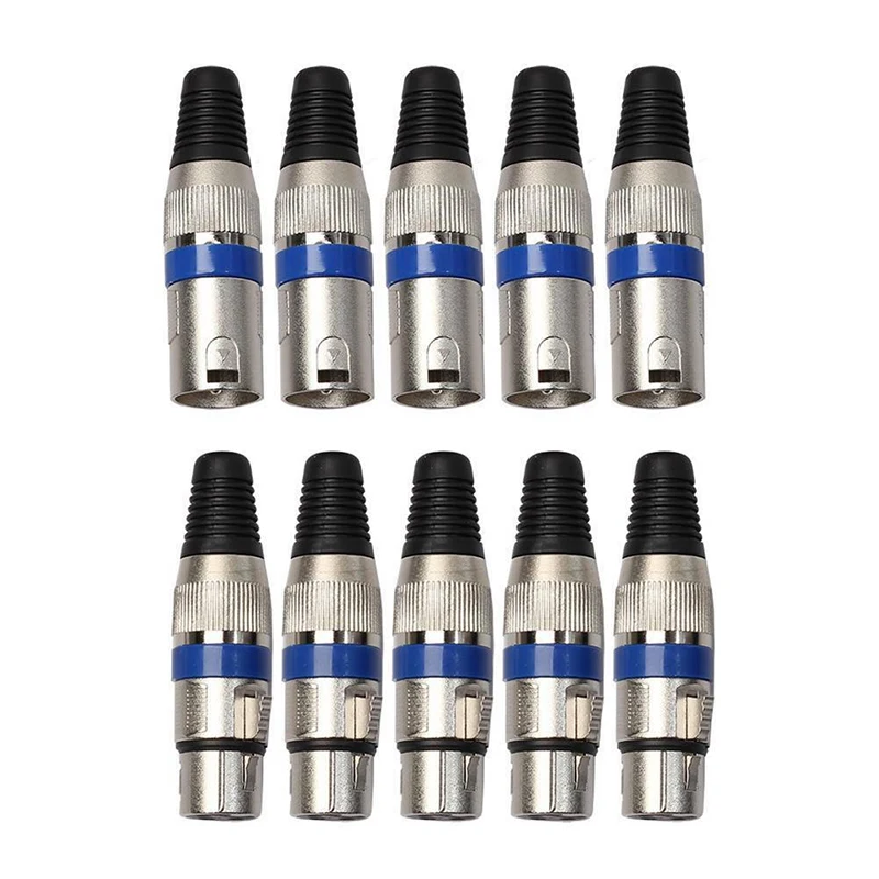 

10pcs XLR 3Pin Male & Female MIC Jack Plug Audio Microphone Wire Cable Connector
