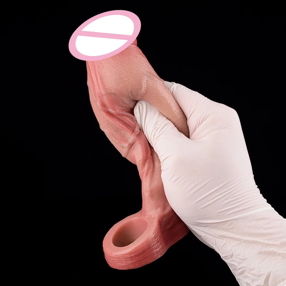 ORALSX 10 أنماط سيليكون واقعية مفتوحة نهاية القضيب كم مع تأخير القذف الجنس لعب الذكور غطاء الديك ديك المكبر #4