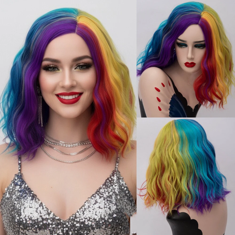 

Женский короткий волнистый парик средней длины с челкой, синтетический парик для ежедневного использования, косплей-вечеринка