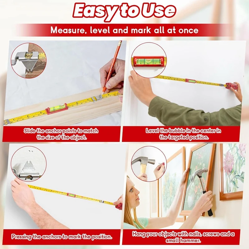 Top-Picture Hanging Tools All In 1 Picture Hanger With Picture Frame Level Ruler Portable Wall Hanging Kit
