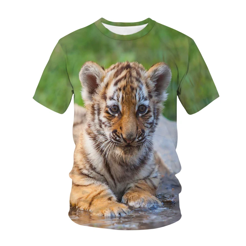 

Funny Printing T-shirt Animal Tiger Cat 3D Printed Kids T Shirt Fashion Casual Cartoons T-shirt Boys Girls Children's clothing