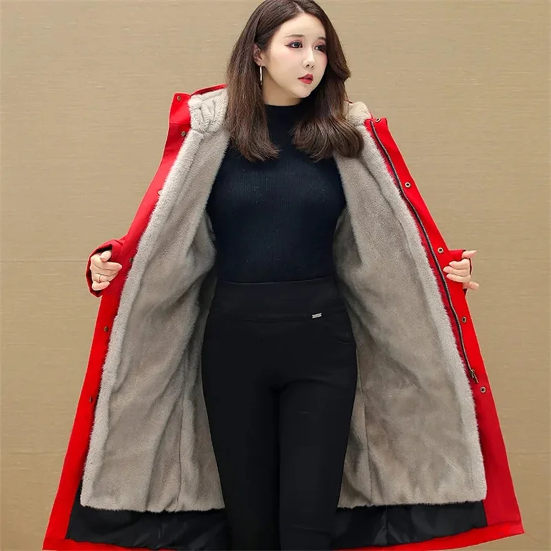 Winter New Women's Pai Overcome Jacket Mink Fur Liner Detachable Padded Coat Fur Integrated Long Overwear Female Large Size Tops