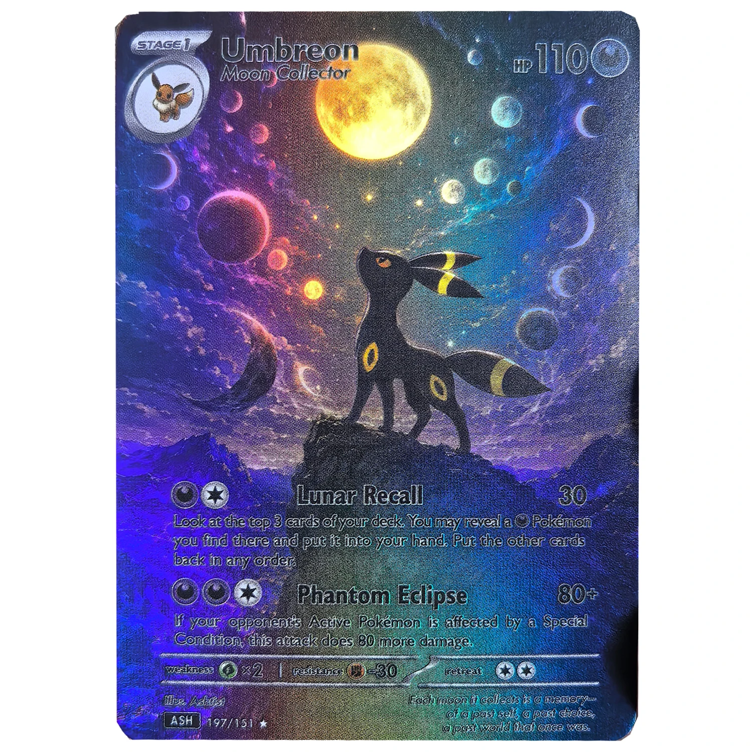 Diy Self Made Cartoon Umbreon Collection Card Refraction Color Flash Umbreon Anime Cards Gift Toys