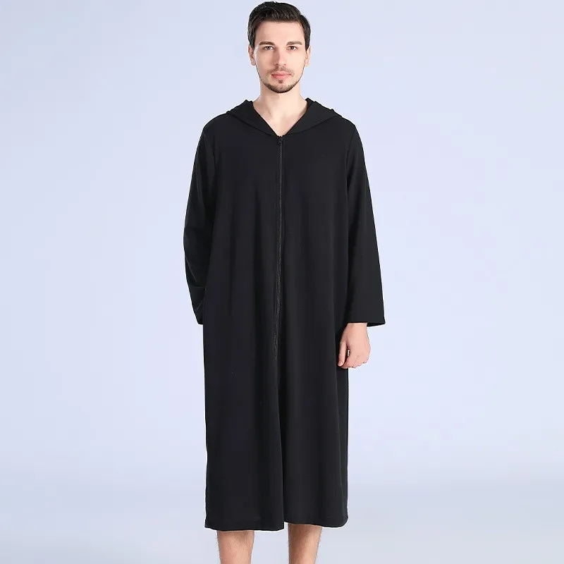 Men Women Summer Zipper Bathrobe Couple Pajamas Hooded Dressing Gowns Thin Soft Comfortable Pajamas Fashion Long Nightdress