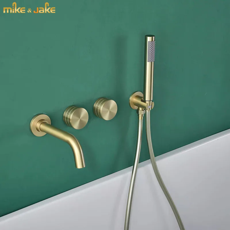 brush gold bathtub faucet brass shower bathroom wall bathroom faucet shower furniture set shower mixer brushed brass shower head