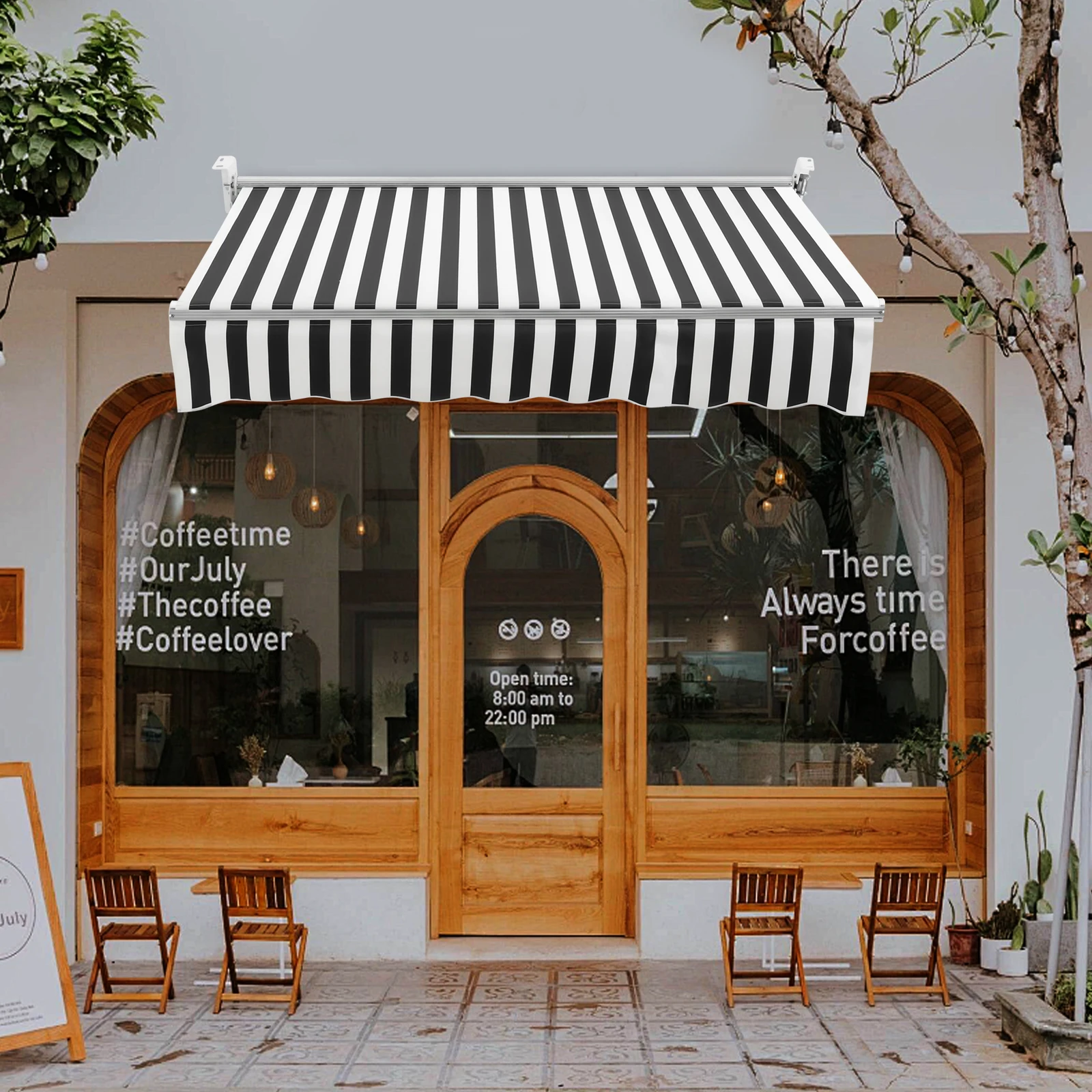 

2x1.5M Manual Outdoor Awning, Hand Crank Retractable Waterproof Canopy, Door and Window Awnings with Crank Handle