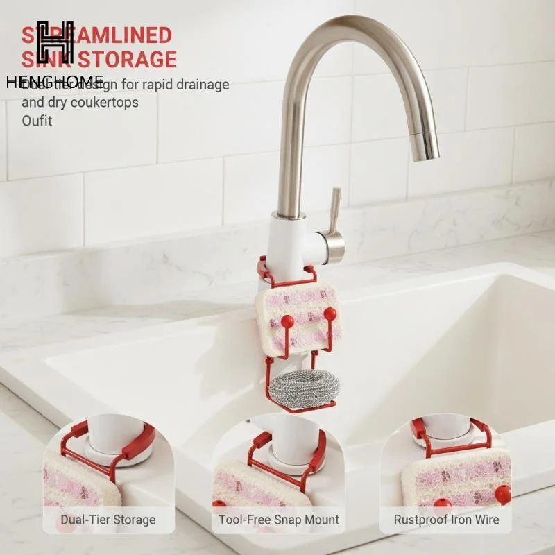 Kitchen Metal Sink Drying Holder Sink Rack Wall Sucker Sponge Storage Soap Stand Dish Cloth Shelf Organizer Holder Products