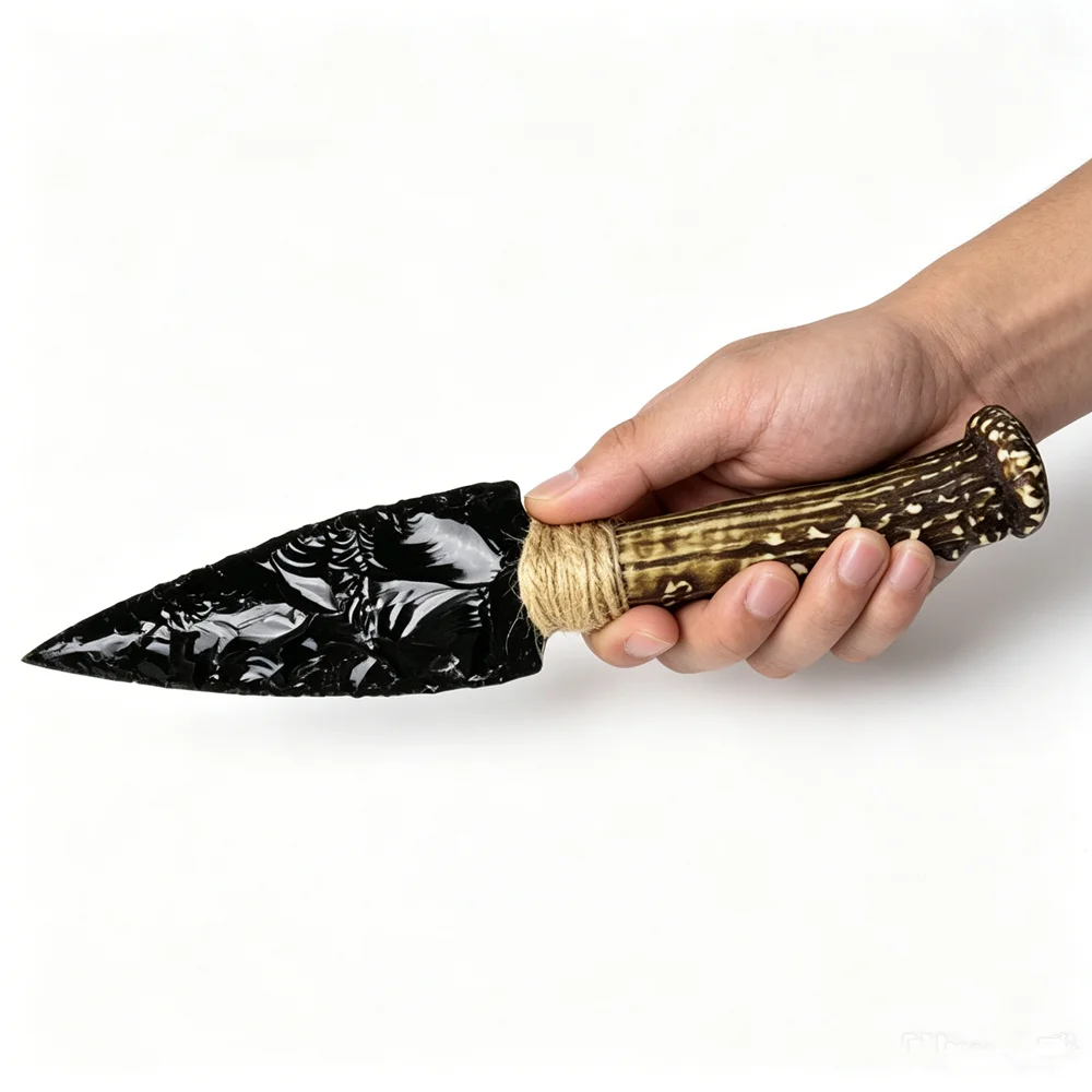 Apache Tears Natural Black Obsidian Knife Model Crystal Reiki Healing Crystal Stone Collection Gift Home Decoration Stone Craft