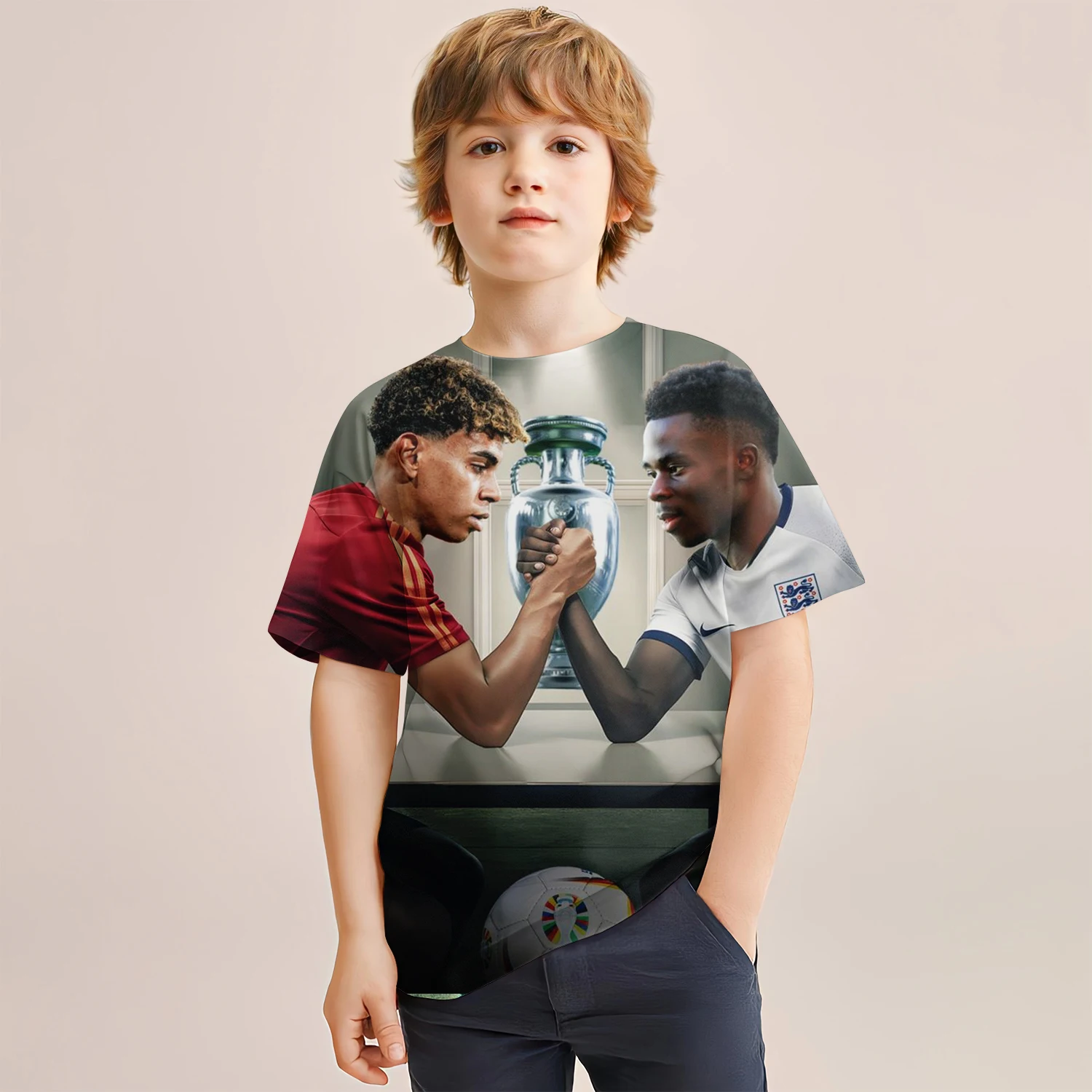 A Piece 24 Summer New 3D Printed Lamine Yamal Boys\' T-shirt Ball-game Star Fashion Children Clothing Comfortable Exterior