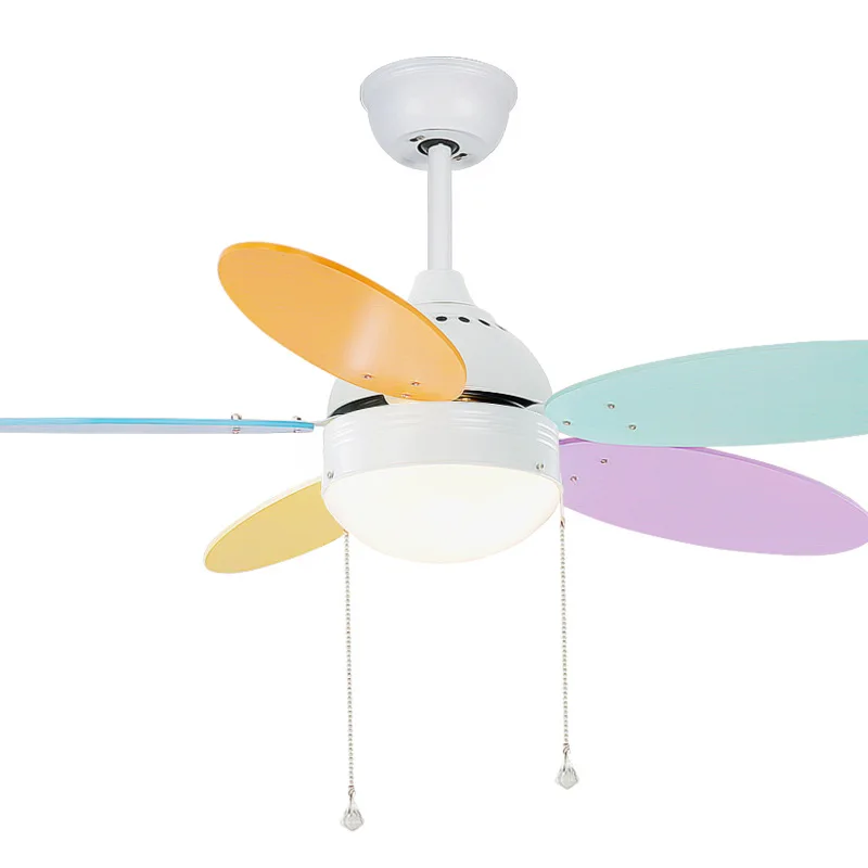 

Kindergarten children's bedroom dining room ceiling fan light, fan blade with remote control led invisible