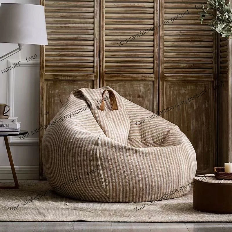 

Cotton and linen striped lazy sofa living room simple style sofa bean bag removable and washable
