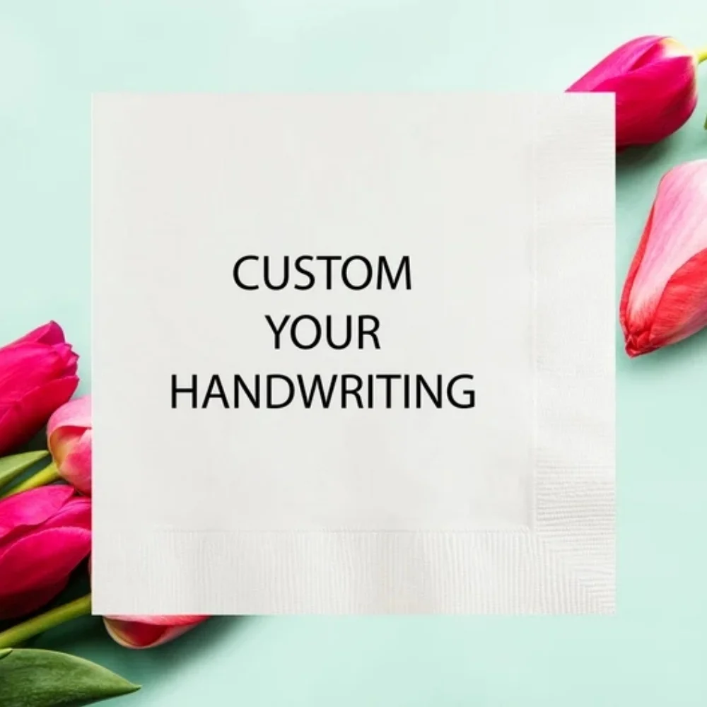

50Pcs Custom Your Handwriting Napkins, Personalized Hand Writing Memorial, Printed Wedding Cocktail Napkins, Wedding Company Cor