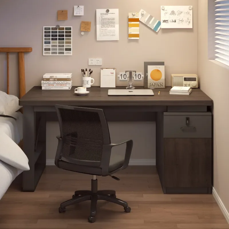 Modern Computer Desk with Lockable Drawer Simple Writing Table for Bedroom Home Office Workstation Compact Study Furniture