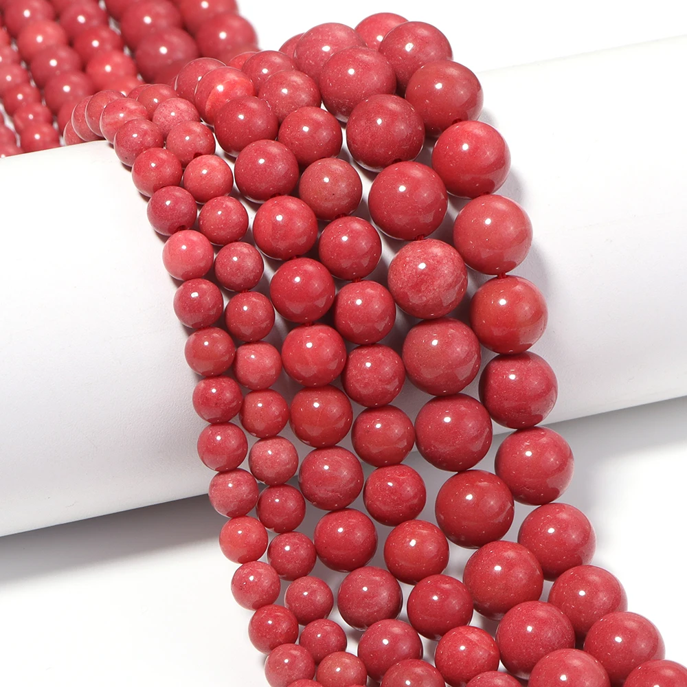 Natural Red Coral Stone Beads Round Loose Spacer Beads for Jewelry Making DIY Charms Bracelet Necklace Bead Accessories 6 8 10mm view 6