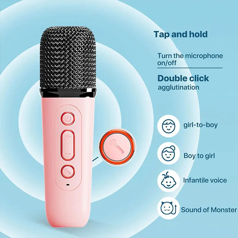 Wireless Karaoke 2 Microphones Bluetooth Mini Speaker BT Party Portable Karoke Machine Mic Altavoz Con Microfono With Sound Box