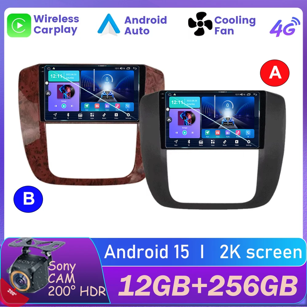 Android 15 para GMC Yukon Chevrolet Tahoe Suburban 2008-2012 Autoradio estéreo Multimedia vídeo GPS navegación Speler Carplay