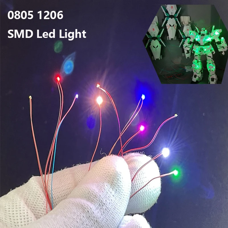 

10Pcs 0402 0805 1206 SMD Wired Chip Lamp Micro Led Pre-soldered Lamp 3V Light Model Kit for Diorama Railway Scenes Model Making