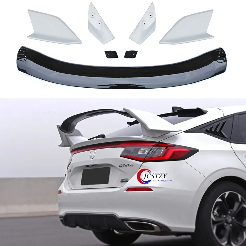 ABS Plastic Car Rear Trunk Spoiler Rear Wing Lip Trim For Honda Civic 11th Gen Hatchback TR Style 2022 2023