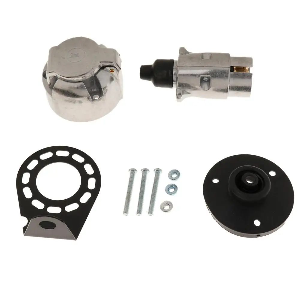 Universal 7 Pin Trailer Plug Adapter Socket Set High Quality Metal Plastic for Caravan and Trailer Light Wiring Kit