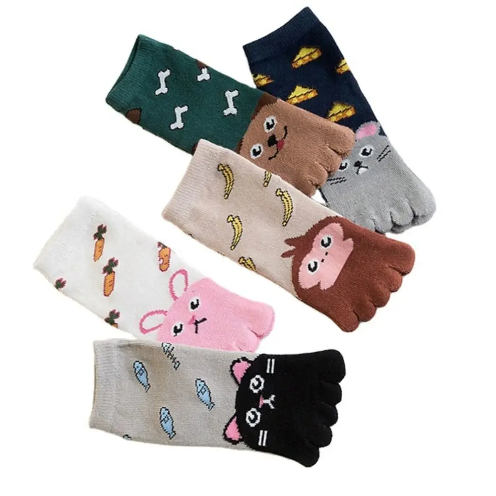 Soft Elastic Kids Hosiery Autumn Spring Sports Animal Cotton Socks Toe Socks Children Short Socks Five Finger Socks