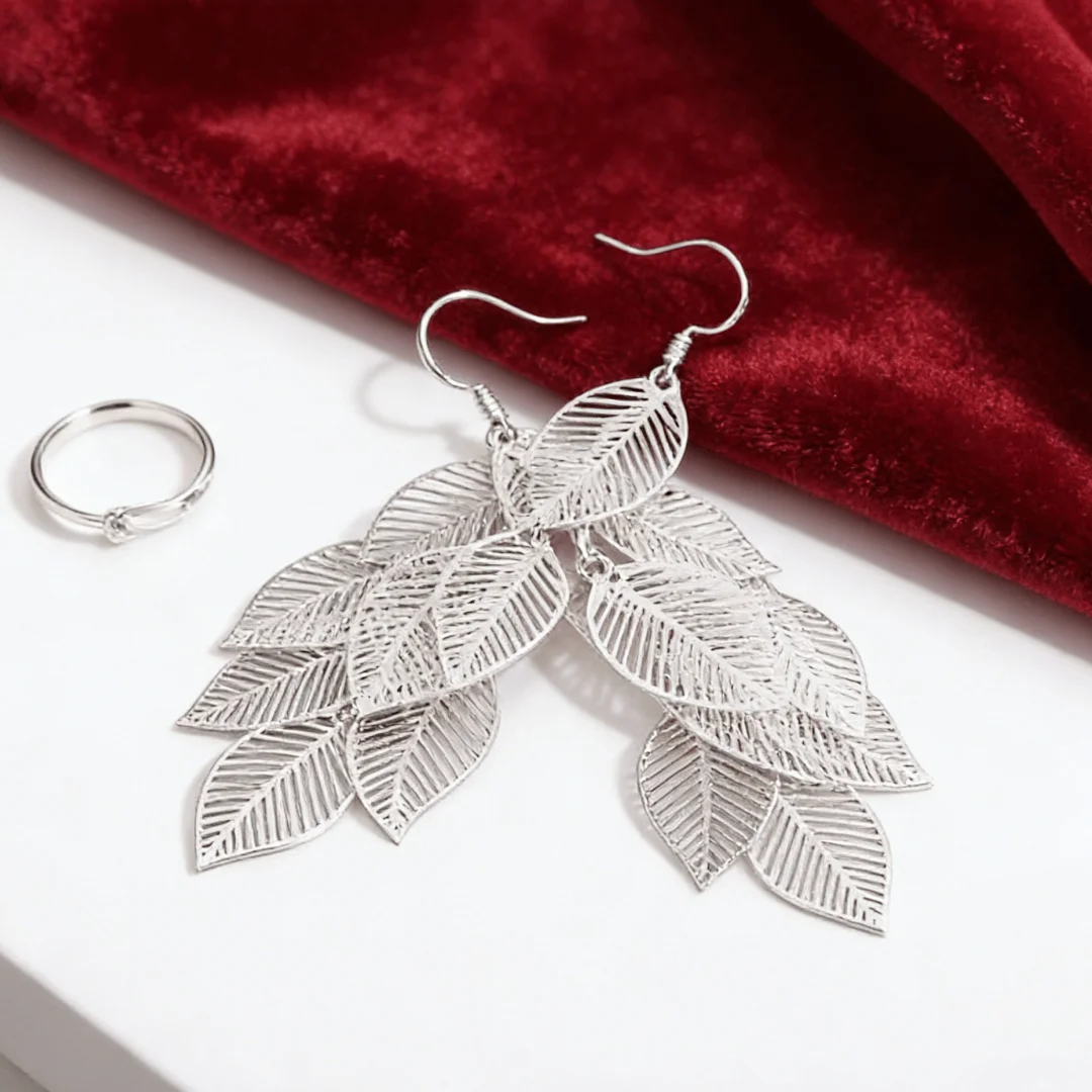 Hot Street all-match Jewelry 925 Sterling Silver Fashion punk Hollow Maple Leaf Long Earrings for Woman wedding party gifts