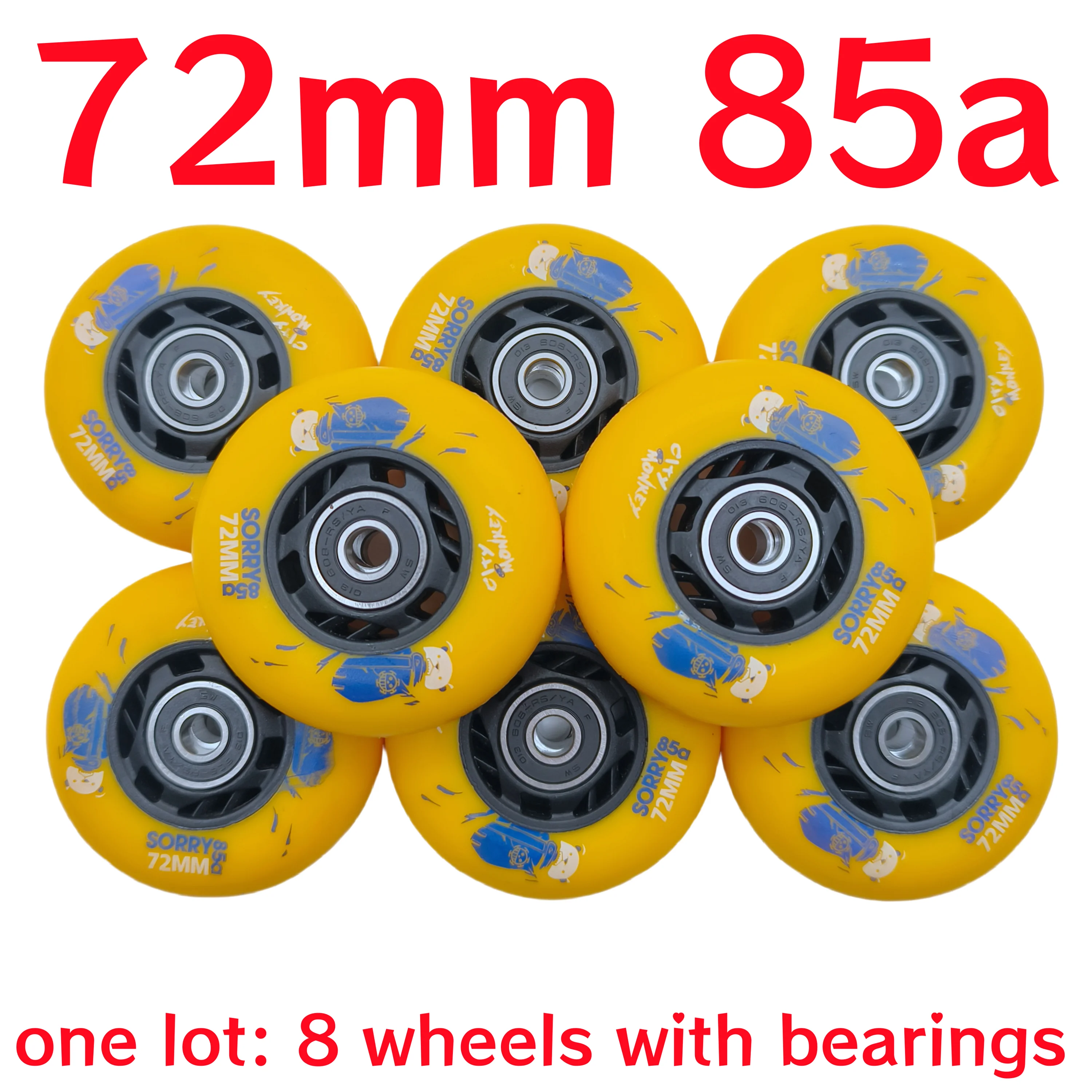 インラインスケートローラーホイール、ブルー、76mm、83a、ロットあたり8ホイール