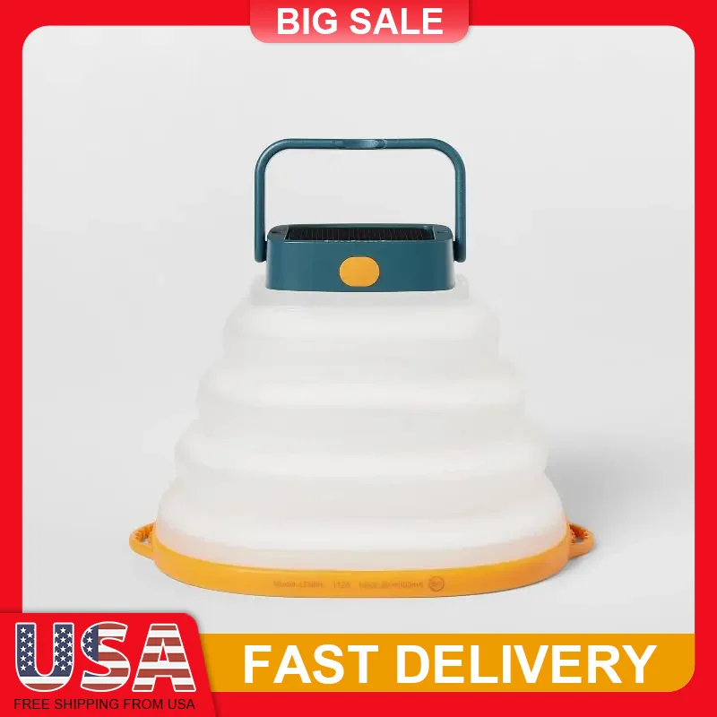 

Rechargeable Solar LED Camping Lantern Collapsible Portable Camp Lamp Water Resistant 3 Light Modes for Outdoor Emergency