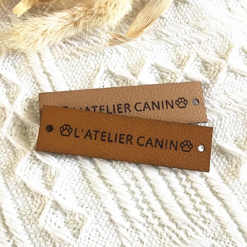 

30pcs Sewing labels personalised logo text Handmade leather tag for knitting crochet Rectangle clothing hats label Accessories