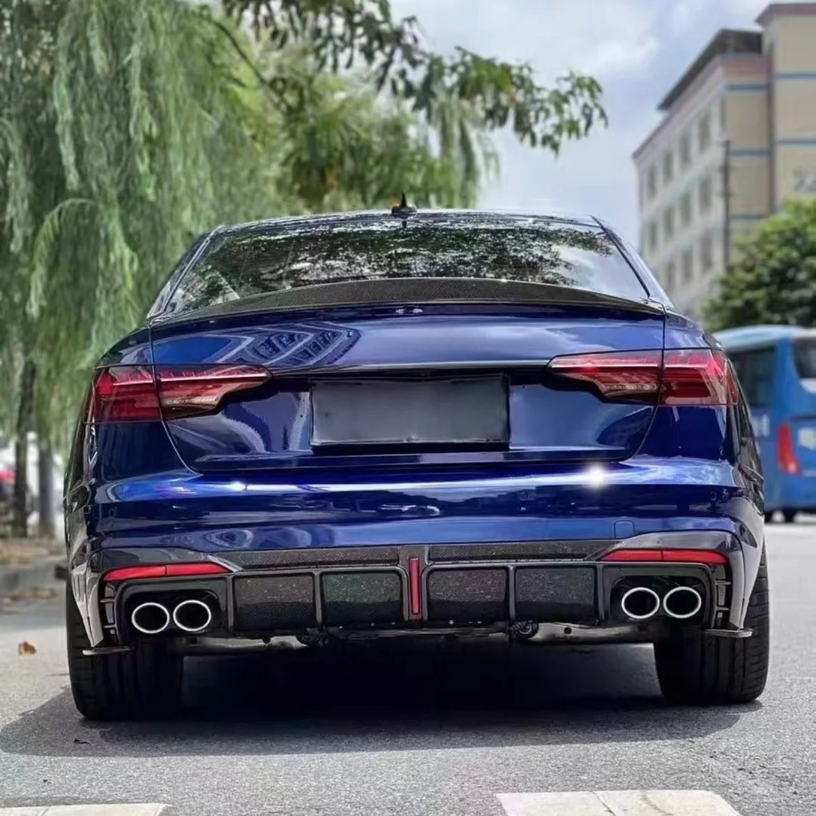For Audi A4 S-Line S4 B9 B9.5 2017-2024 Rear Spoiler Cover Roof Lip Wing Body Kit Modified K-Style Curved Tailpiece