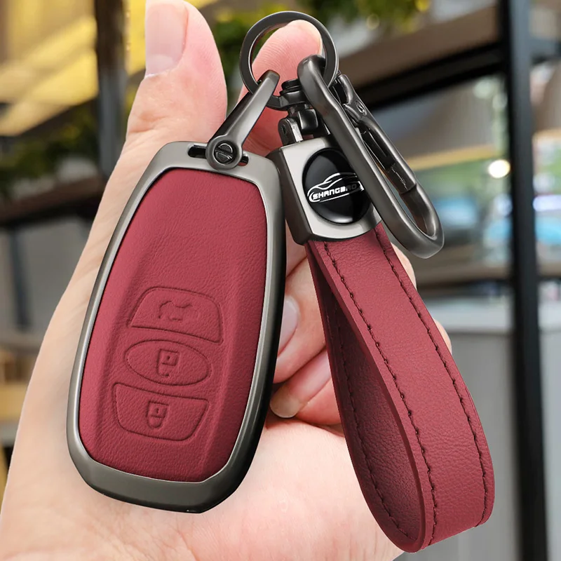 Car Zinc Alloy Leather Keyless Key Cases Holder Cover Bag For Subaru XV BRZ Forester Legacy Outback Auto Interior Accessories view 4