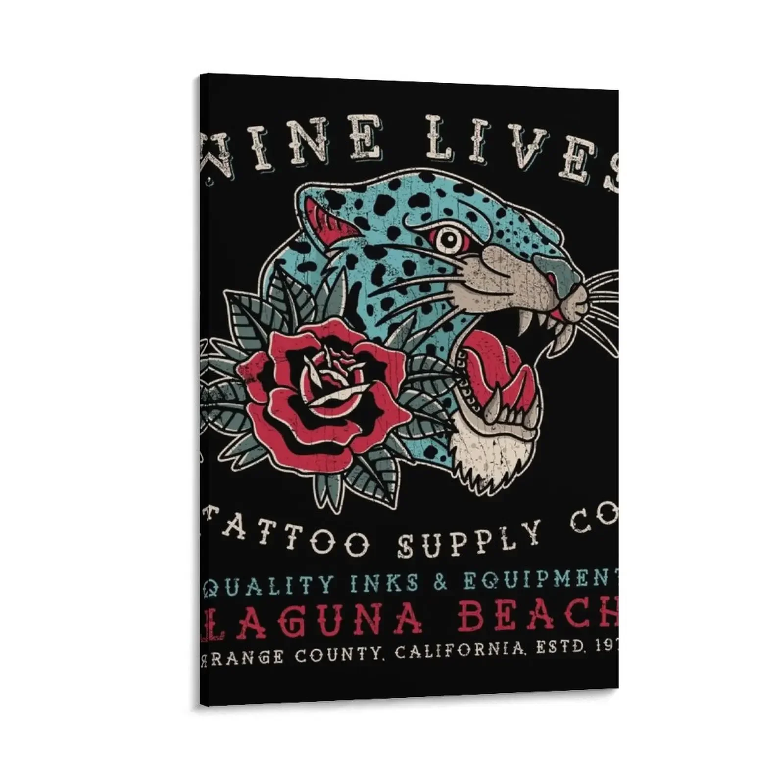 

Nine Lives Tattoo Supply Co, Leopard, Panther Tattoo Old School, Laguna Beach Canvas Painting decorations for the room