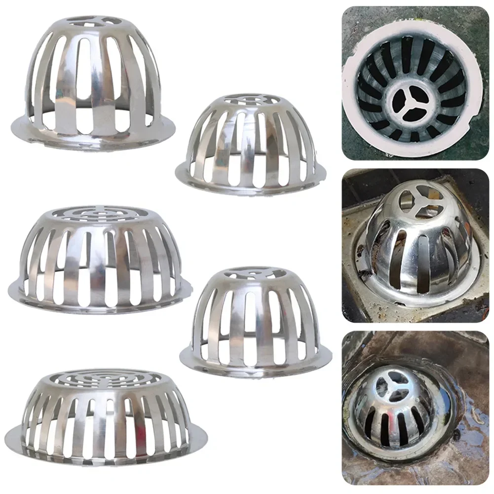 Stainless Steel Outdoor Balcony Floor Drain Drainage Roof Round Anti-clogging Floor Drain Rain Strainer Pipe Cap images - 6