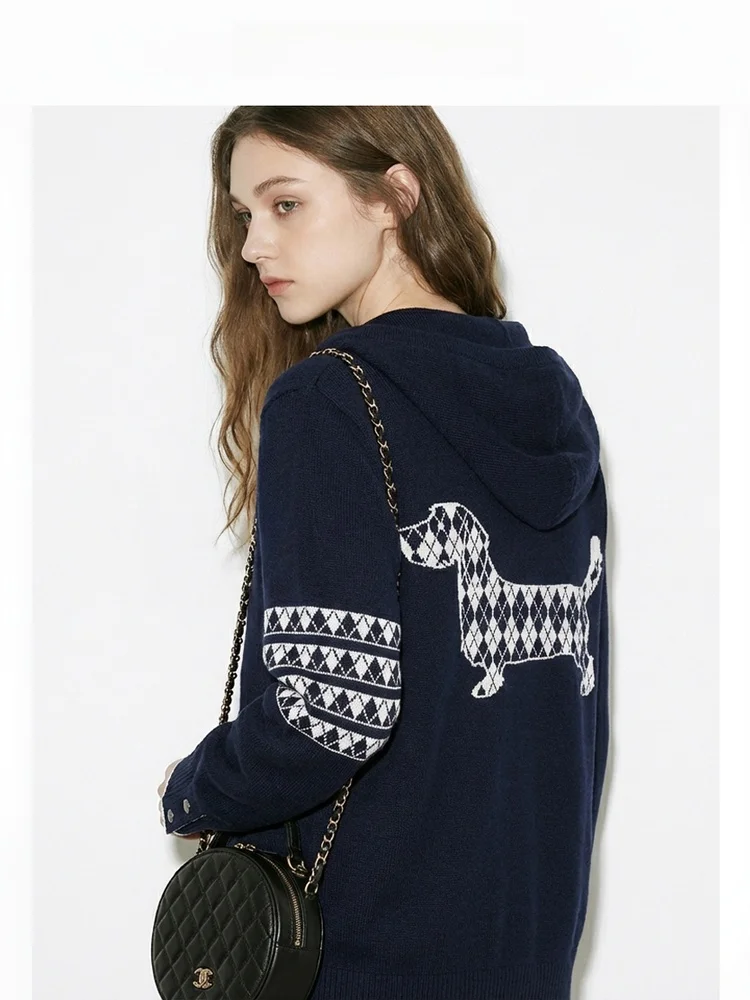 

Вязаный кардиган Academy Sle на молнии, женский, парный, с клетчатым узором, худи, верхняя одежда из смесового хлопка и шерсти