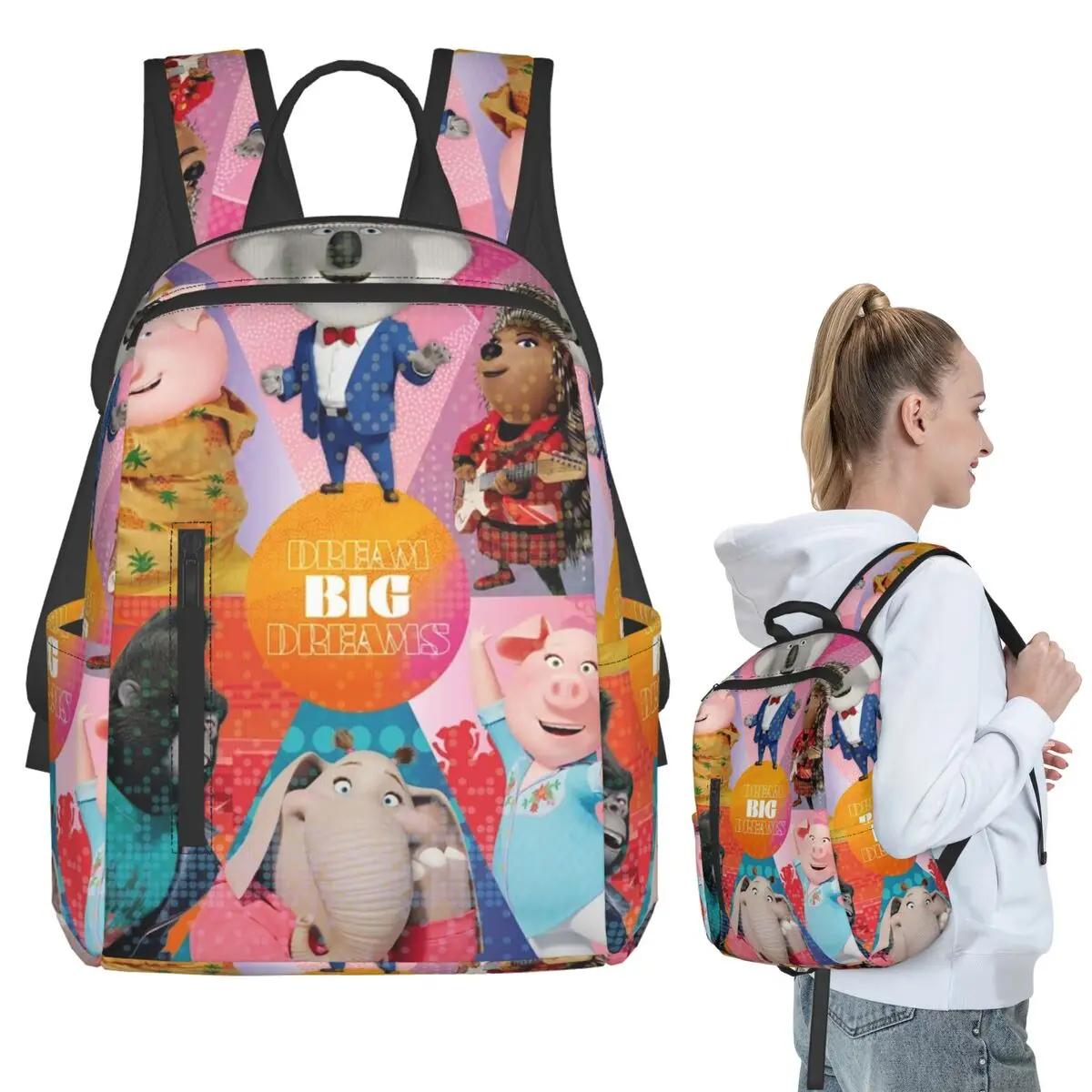 

Sing Backpack Student BookBag Children School Bag Computer Shoulder Bags Men Women
