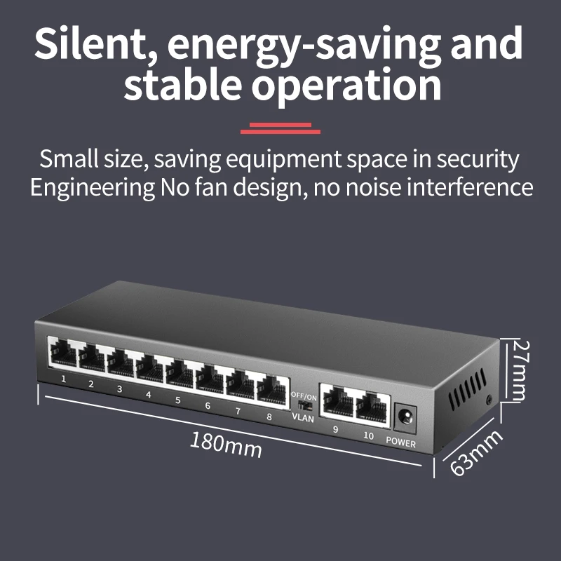 Switch di rete VLAN ad alta velocità originale 1000M YYS-1010G 10 porte Switch di rete Ethernet veloce RJ45 1000Mbps