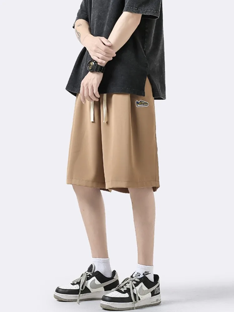 

Мужские шорты из ледяного шелка: летние, прямые, свободного кроя, спортивные, для баскетбола, повседневные, длиной до колена, свободные боксеры