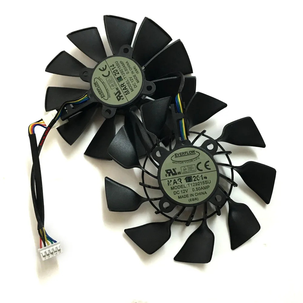 2Pcs/Set 95mm 12V 0.5A T129215SU,Graphics Card Fan,VGA Cooler,For ASUS GTX 780-DC2,GTX 780TI-DC2OC-3GD5,STRIKER-GTX 760-P