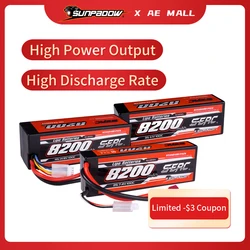 SUNPADOW 8200mAh 2S 3S 4S 7.4V 11.1V 14.8V batteria Lipo spina EC5 100C per RC Car Plane DJI Truck Tank Buggy modelli di barche da corsa