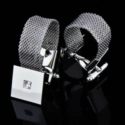 Modeketen Mesh Kristal Manchetknopen Business Casual Frans Overhemdknoppen Heren Feest Dagelijks Jurk Luxe Sieraden Accessoires