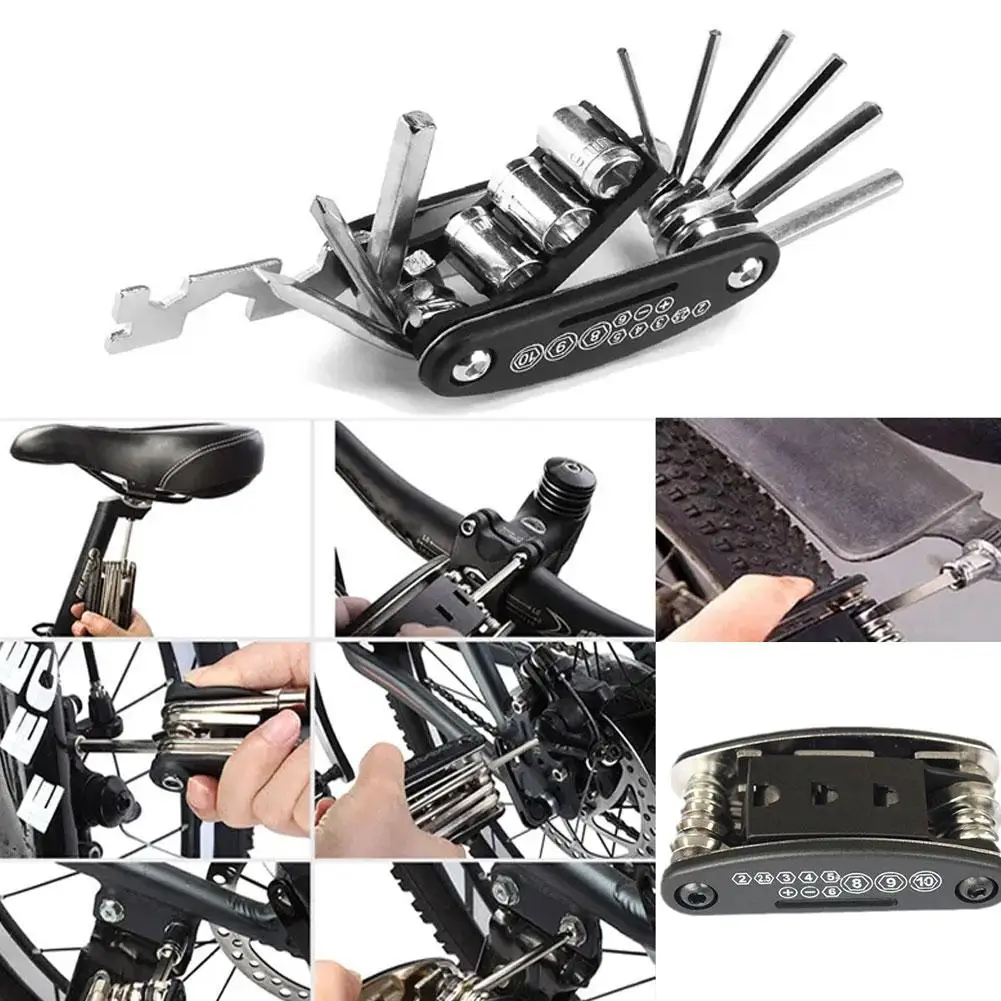 New 16 In 1 Portable Folding Motorcycle Bicycle Repair Screwdriver Wrench Tool Multi Kit Bicycle Multipurpose Tool Motorcyc Y2J9