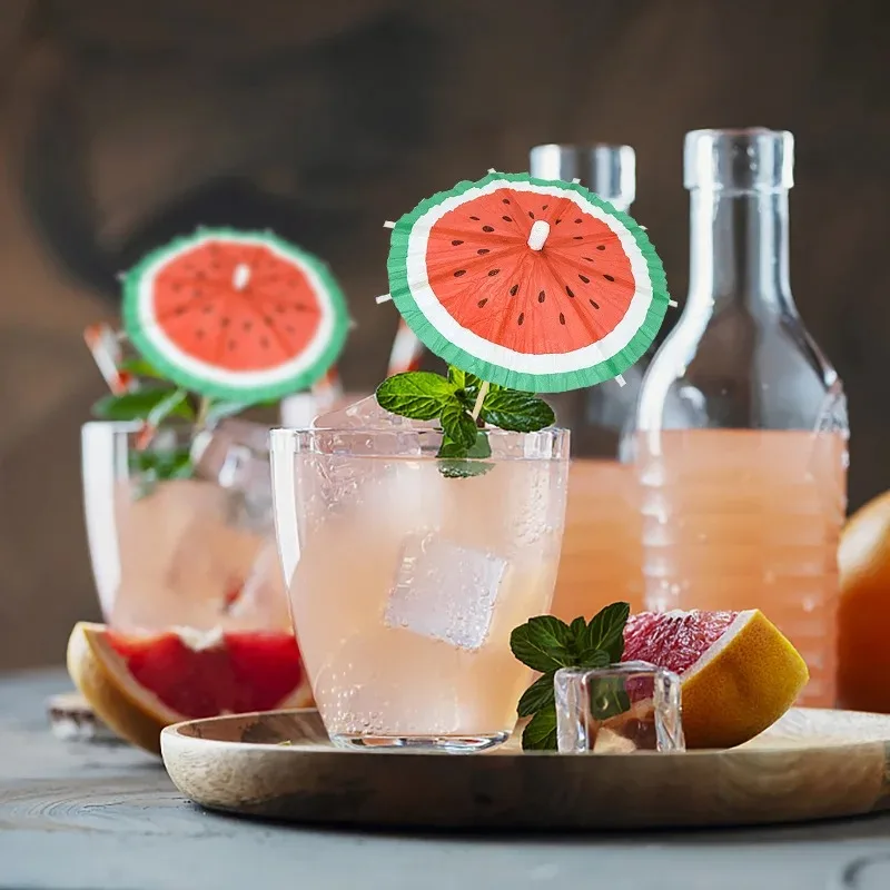 25/50Pcs  Mini Watermelon Cocktail Umbrellas,Tropical Drink Picks for Party Cake Toppers Bar Birthday Picnic Halloween Christmas