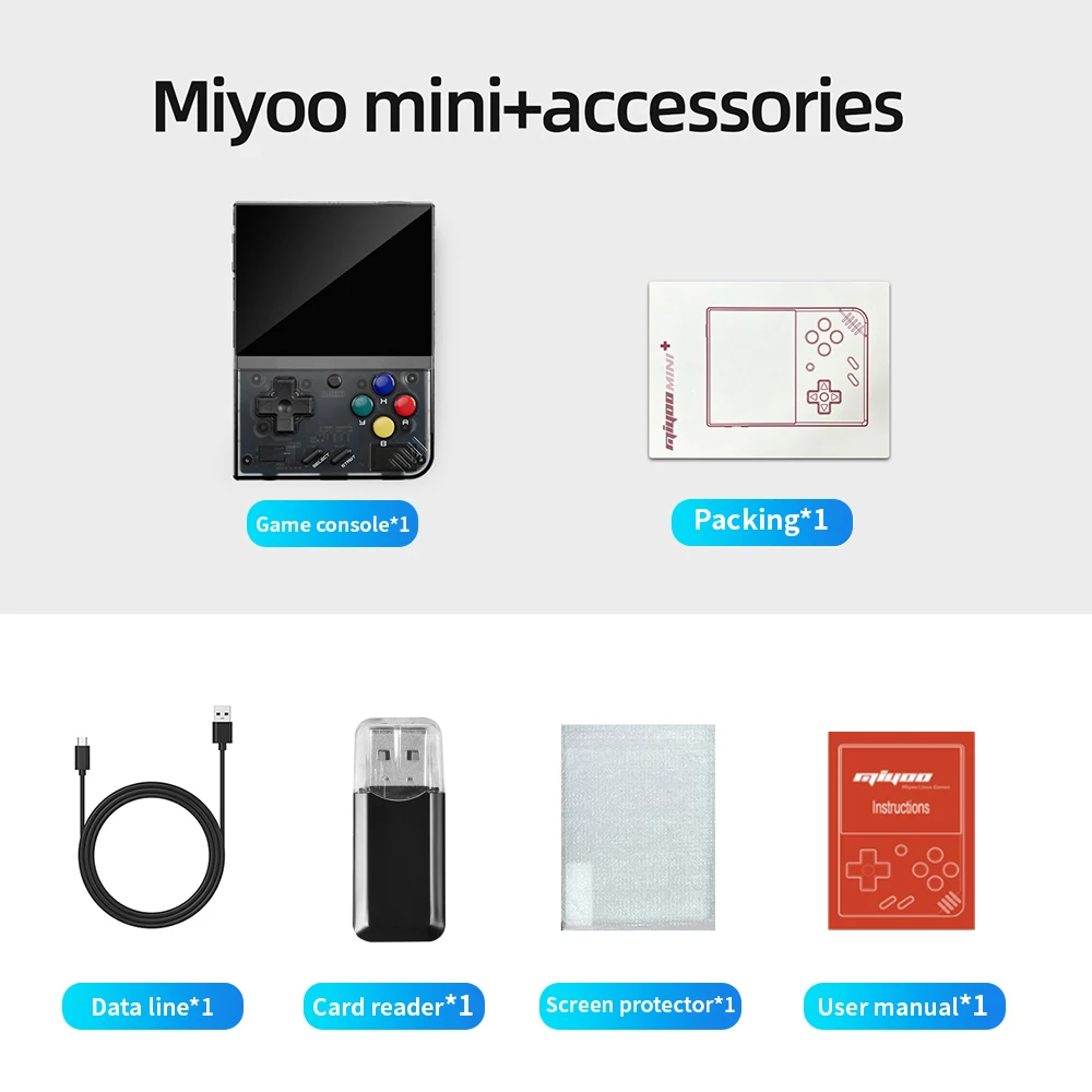 MIYOO-Mini Plus وحدة تحكم الألعاب المحمولة باليد ، V2 Mini + IPS الشاشة ، وحدة تحكم ألعاب الفيديو الكلاسيكية ، نظام لينكس ، هدية للأطفال