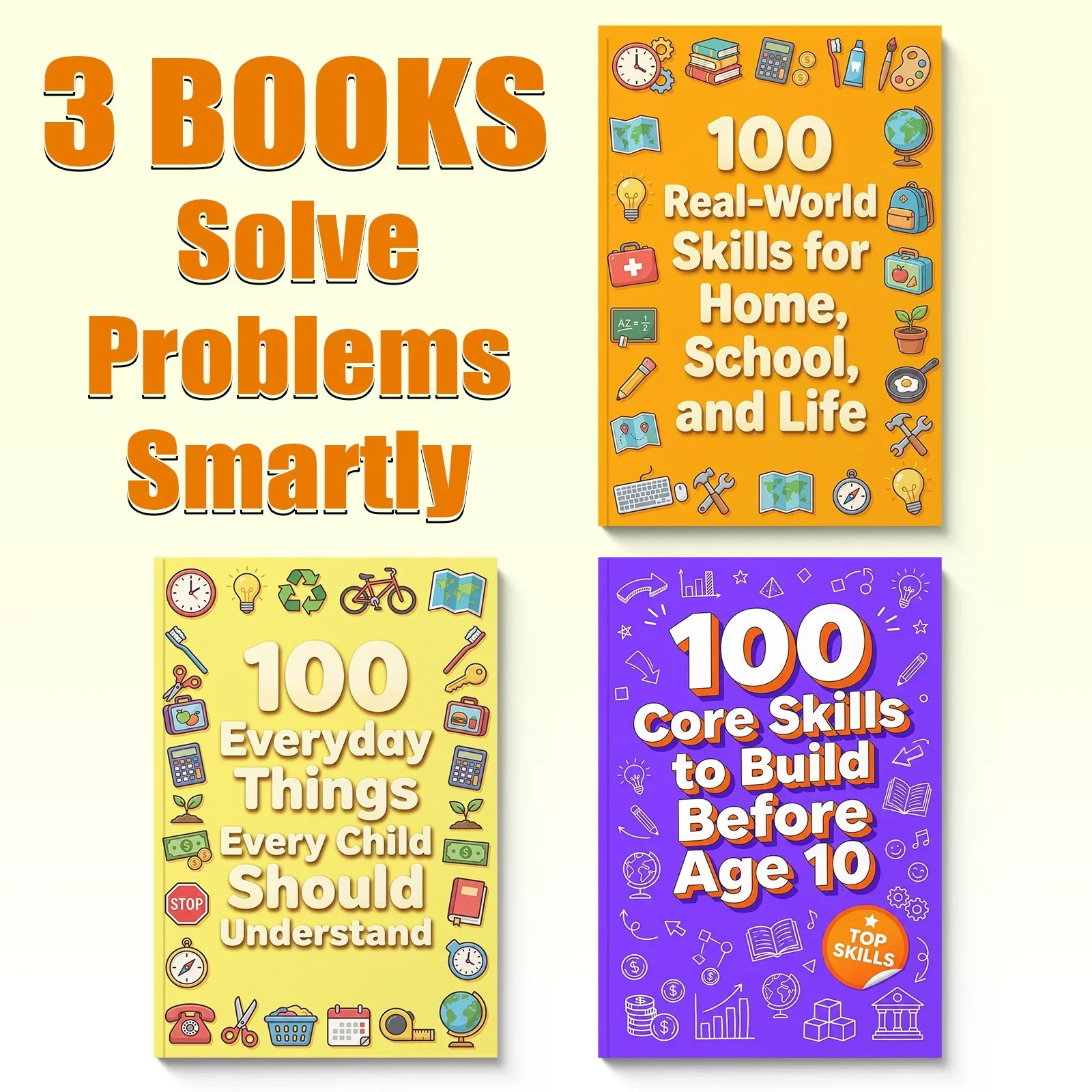 3-Book Kids Life Skills & Problem‑Solving Growth Set, 100 Everyday Things Every Child Should Understand