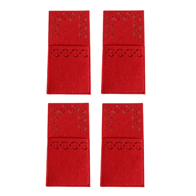 4pcs Christmas Tableware Pocket Red  Knife Fork Bag Non-Woven Fabric Cutlery Cover Home Decoration Party Ornaments view 4